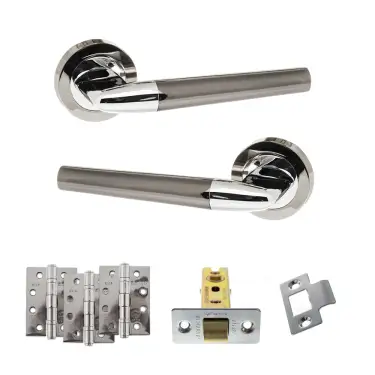 Click Here To Enlarge This Photo Of Atlantic - S37RBNPC STATUS Tennessee Door Handle Pack - Black Nickel&sol;Polished Chrome