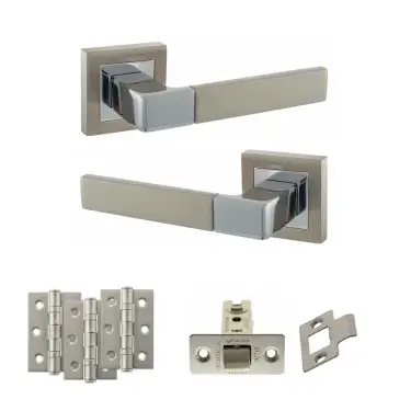 Click Here To Enlarge This Photo Of Atlantic - S40SSNPC STATUS Montana Door Handle Pack - Satin Nickel&sol;Polished Chrome