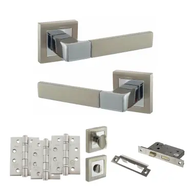 Click Here To Enlarge This Photo Of Atlantic - S40SSNPC STATUS Montana Door Handle Pack - Satin Nickel&sol;Polished Chrome