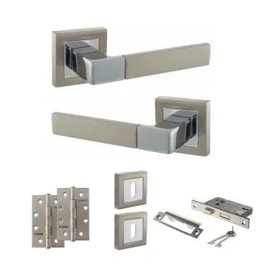 Click Here To Enlarge This Photo Of Atlantic - S40SSNPC STATUS Montana Door Handle Pack - Satin Nickel&sol;Polished Chrome