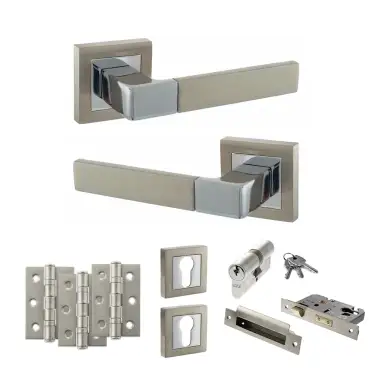 Click Here To Enlarge This Photo Of Atlantic - S40SSNPC STATUS Montana Door Handle Pack - Satin Nickel&sol;Polished Chrome