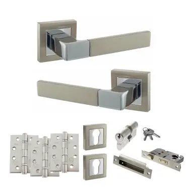 Click Here To Enlarge This Photo Of Atlantic - S40SSNPC STATUS Montana Door Handle Pack - Satin Nickel&sol;Polished Chrome