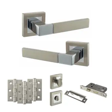 Click Here To Enlarge This Photo Of Atlantic - S40SSNPC STATUS Montana Door Handle Pack - Satin Nickel&sol;Polished Chrome