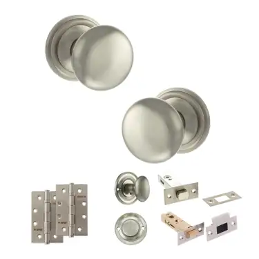 Click Here To Enlarge This Photo Of Atlantic - OE58MMKSN Old English Harrogate Door Knob Pack - Satin Nickel