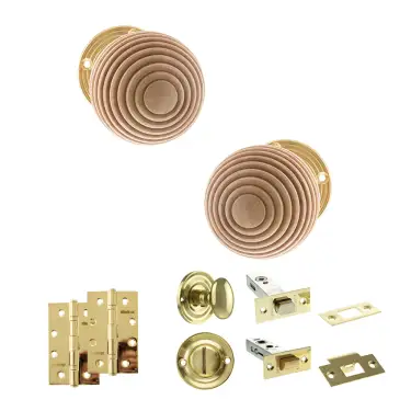 Click Here To Enlarge This Photo Of Atlantic - OE57RMKPB Old English Bridlington Door Knob Pack - Polished Brass
