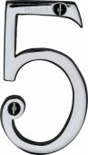 C1560 5-PC Heritage Brass Numeral 5 Face Fix 76mm &lpar;3"&rpar; Polished Chrome Finish