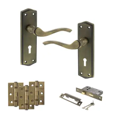Click Here To Enlarge This Photo Of Atlantic - OE178 Old English Warwick Door Handle on Plate Pack - Matt Antique Brass