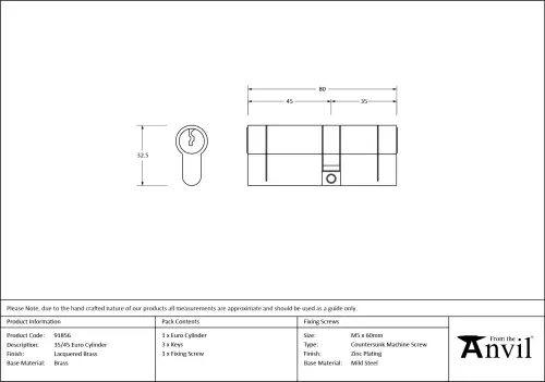 Click Here To Enlarge This Photo Of 91856 From The Anvil Brass 35&sol;45 Euro Profile Double Cylinder