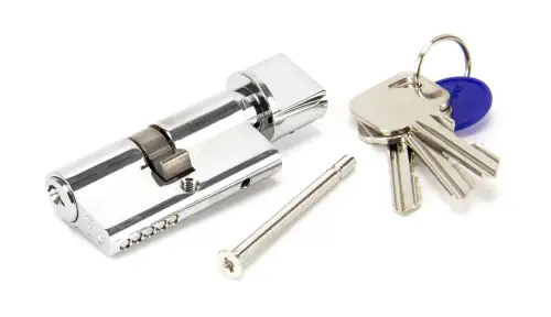 Click Here To Enlarge This Photo Of 91868 From The Anvil Polished Chrome 30&sol;30 Euro Profile Cylinder & Turn