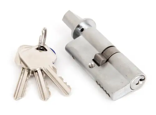 Click Here To Enlarge This Photo Of 90214 From The Anvil Satin Chrome 35&sol;35 Euro Profile Cylinder & Turn
