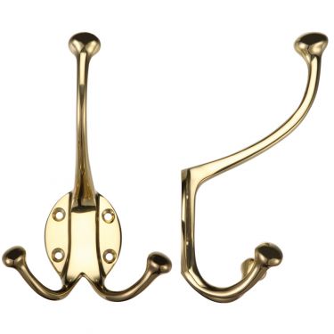 Click Here To Enlarge This Photo Of FB73 - Zoo Hardware Fulton & Bray Double Hat and Coat Hook Polished Brass