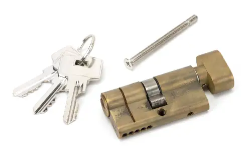 Click Here To Enlarge This Photo Of 45843 From The Anvil Aged Brass 30&sol;30 5pin Euro Profile Cylinder & Turn
