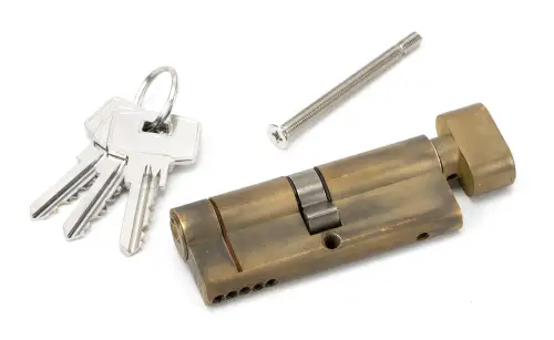 Click Here To Enlarge This Photo Of 45851 From The Anvil Aged Brass 40&sol;40 5pin Euro Profile Cylinder & Turn