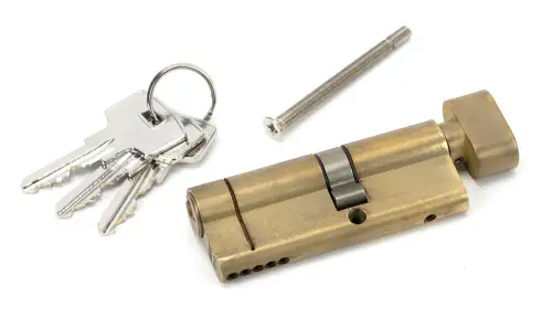 Click Here To Enlarge This Photo Of 45855 From The Anvil Aged Brass 35T&sol;45 5pin Euro Profile Cylinder & Turn