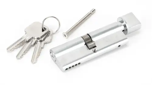 Click Here To Enlarge This Photo Of 46267 From The Anvil Polished Chrome 45&sol;45 5pin Euro Profile Cylinder & Turn
