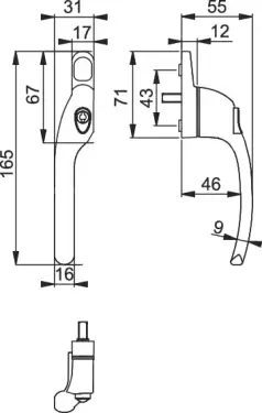 Click Here To Enlarge This Photo Of AR722-7&sol;040 HOPPE Offset Left Hand Locking Espagnolette Handle - Silver &lpar;50028054&rpar;