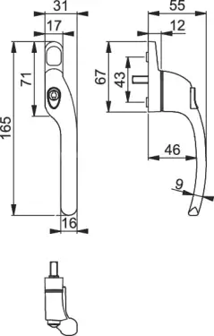 Click Here To Enlarge This Photo Of AR722-7&sol;040 HOPPE Offset Right Hand Locking Espagnolette Handle - Satin Chrome &lpar;50028959&rpar;