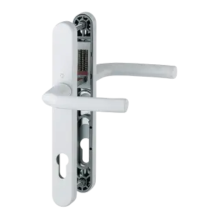 1117&sol;3810N HOPPE Birmingham 92mm UPVC Lever Door Handles on Narrow Backplate &lpar;215mm c&sol;c&rpar; - White &lpar;3626623&rpar;