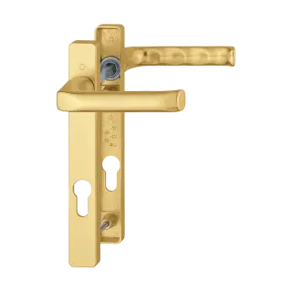 113&sol;366M HOPPE London 92mm UPVC Lever Door Handles on Narrow Backplate &lpar;122mm c&sol;c&rpar; - Gold &lpar;618606&rpar;