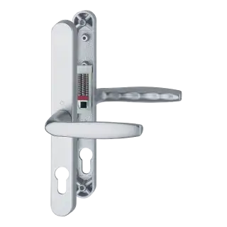 1715&sol;3840N HOPPE Brugge 68mm UPVC Lever Door Handles on Narrow Backplate &lpar;215mm c&sol;c&rpar; - Silver &lpar;1926921&rpar;