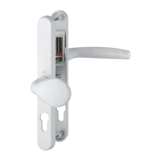 77G&sol;3830N&sol;1530 HOPPE Atlanta 92&sol;62mm UPVC Lever&sol;Pad Door Handles on Narrow Backplate &lpar;215mm c&sol;c&rpar; - White &lpar;3685092&rpar;