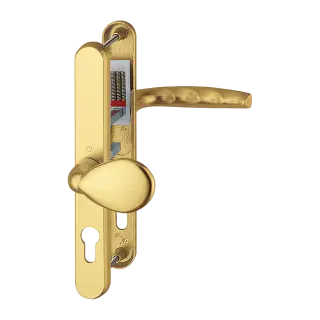 77G&sol;3830N&sol;1530 HOPPE Atlanta 92&sol;62mm UPVC Lever&sol;Pad Door Handles on Narrow Backplate &lpar;215mm c&sol;c&rpar; - Gold &lpar;3685084&rpar;