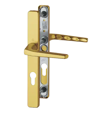 Click Here To Enlarge This Photo Of 117L&sol;2246 HOPPE Frankfurt 70mm UPVC Lever Door Handles on Narrow Backplate &lpar;200mm c&sol;c&rpar; - Gold &lpar;2398913&rpar;