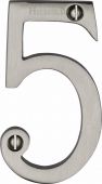 C1560 5-SN Heritage Brass Numeral 5 Face Fix 76mm &lpar;3"&rpar; Satin Nickel Finish