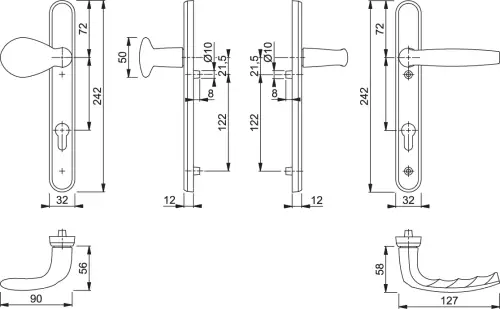 Click Here To Enlarge This Photo Of 77G&sol;3831N&sol;1530 HOPPE Atlanta 92mm UPVC Lever&sol;Pad Door Handles on Narrow Backplate &lpar;122mm c&sol;c&rpar; - Gold &lpar;3627677&rpar;