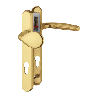77G&sol;3831N&sol;1530 HOPPE Atlanta 92mm UPVC Lever&sol;Pad Door Handles on Narrow Backplate &lpar;122mm c&sol;c&rpar; - Gold &lpar;3627677&rpar;
