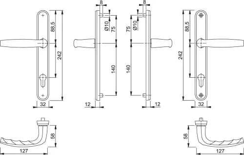 Click Here To Enlarge This Photo Of 1530&sol;3830N HOPPE Atlanta 92mm UPVC Lever Door Handles on Narrow Backplate &lpar;215mm c&sol;c&rpar; - Matt Black &lpar;3628055&rpar;