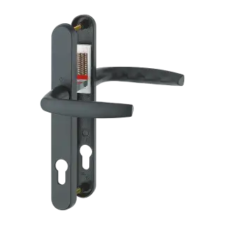 1530&sol;3830N HOPPE Atlanta 92mm UPVC Lever Door Handles on Narrow Backplate &lpar;215mm c&sol;c&rpar; - Matt Black &lpar;3628055&rpar;