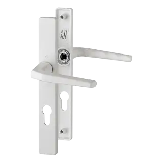 117L&sol;2160N&sol;216N HOPPE Frankfurt 70mm UPVC Lever Door Handles on Narrow Backplate &lpar;200mm c&sol;c&rpar; - White &lpar;1715104&rpar;