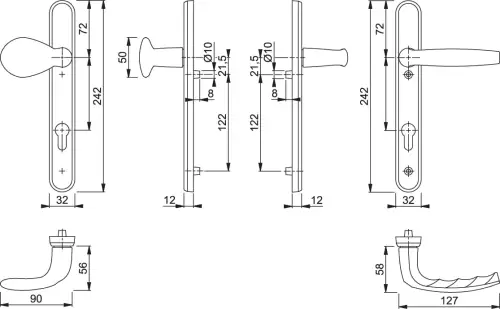 Click Here To Enlarge This Photo Of 77G&sol;3831N&sol;1530 HOPPE Atlanta 92mm UPVC Lever&sol;Pad Door Handles on Narrow Backplate &lpar;122mm c&sol;c&rpar; - Silver &lpar;3627423&rpar;
