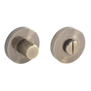 Click Here To Enlarge This Photo Of Eclipse 63285 Antique Brass Knurled Thumbturn & Release on Round Rose &lpar;Insignia Range&rpar;
