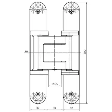 Click Here To Enlarge This Photo Of TE 540 3D A8 Simonswerk TECTUS Concealed Projection Hinge 200mm x 32mm &lpar;100kg&rpar;