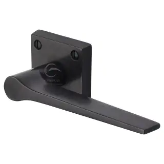 RDB4189 M&period;Marcus Rustic Dark Bronze Door Handle Lever Latch on Square Rose Gio Design