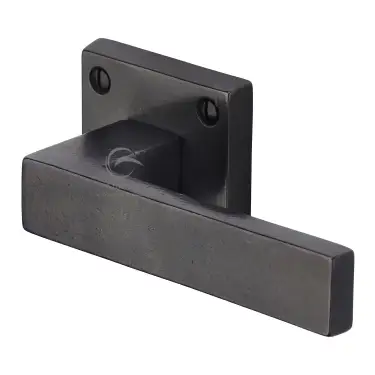 Click Here To Enlarge This Photo Of RDB5410 M&period;Marcus Rustic Dark Bronze Door Handle Lever Latch on Square Rose Hanwood Design