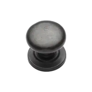 RDB613 25 M&period;Marcus Rustic Dark Bronze Cabinet Knob Round Design on Rose 25mm