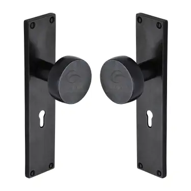Click Here To Enlarge This Photo Of RDB88000 M&period;Marcus Rustic Dark Bronze Door Mortice Knob on Lock Backplate Olympic Design