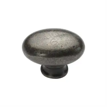 Click Here To Enlarge This Photo Of RPW118 32 M&period;Marcus Rustic Pewter Cabinet Knob Oval Design 32mm