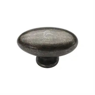 Click Here To Enlarge This Photo Of RPW118 50 M&period;Marcus Rustic Pewter Cabinet Knob Oval Design 50mm