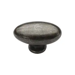 RPW118 50 M&period;Marcus Rustic Pewter Cabinet Knob Oval Design 50mm