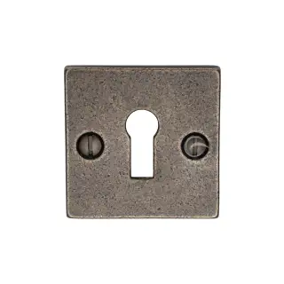 RPW159 M&period;Marcus Rustic Pewter Key Escutcheon Square