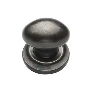 RPW179 32 M&period;Marcus Rustic Pewter Cabinet Knob Oval Design on Rose 32mm