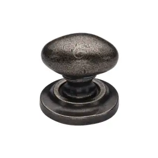 RPW179 38 M&period;Marcus Rustic Pewter Cabinet Knob Oval Design on Rose 38mm