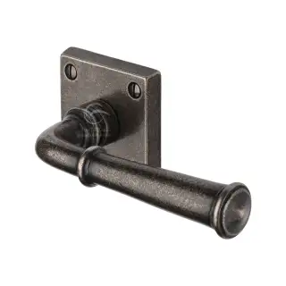 RPW1933 M&period;Marcus Rustic Pewter Door Handle Lever Latch on Square Rose Claverley Design