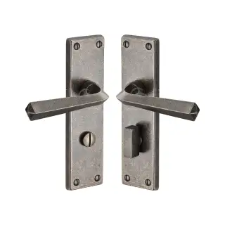 RPW2530 M&period;Marcus Rustic Pewter Door Handle Bathroom Set Bridgnorth Design