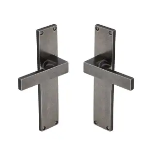 RPW3110 M&period;Marcus Rustic Pewter Door Handle Lever Latch Cheswell Design