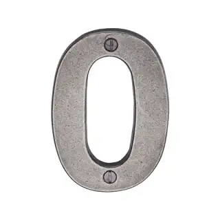 RPW351 0 M&period;Marcus Rustic Pewter Numeral 0 Screw Fixing 76mm &lpar;3"&rpar;